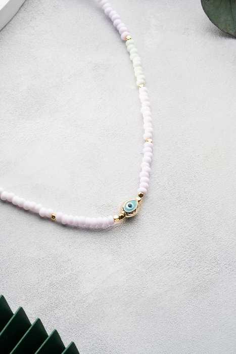 Heliophilia Silver Collar con Colgante de Ojo y Piedra Multicolor KL-0862